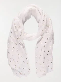 DistriCenter Foulard écru Et Traits Dorés Femme
