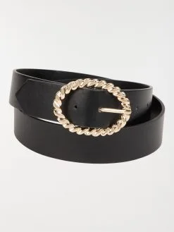 DistriCenter Ceinture à Boucle Noire Femme