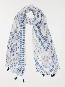 DistriCenter Foulard Blanc Imprimé Femme