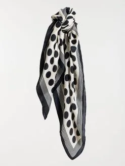 DistriCenter Foulard Noir à Pois Femme