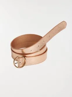 DistriCenter Ceinture Coloris Or Boucle Ronde Femme