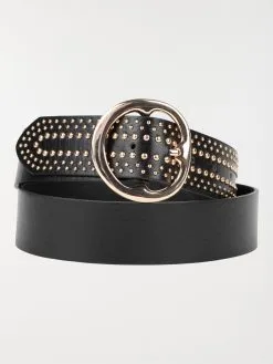 DistriCenter Ceinture Noire Studs Dorés Femme