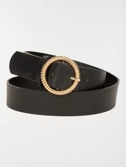 DistriCenter Ceinture Boucle Arrondie Dorée Femme