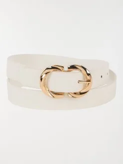 DistriCenter Ceinture Blanche Boucle Dorée Femme