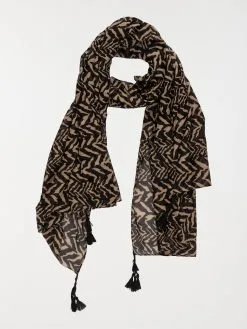 DistriCenter Foulard Imprimé Ethnique Femme Noir