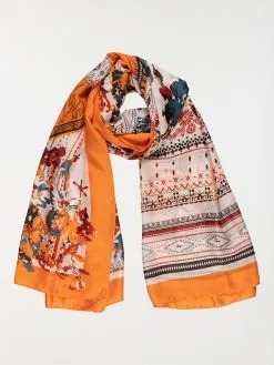 DistriCenter Foulard Imprimé Orange Femme