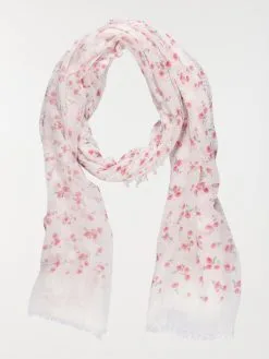 DistriCenter Foulard écru Imprimé Fleuri Femme