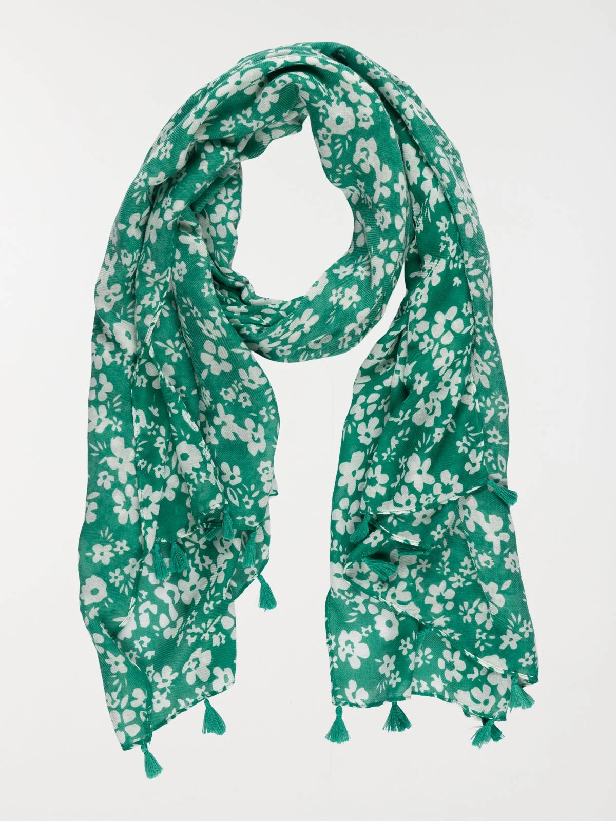 DistriCenter Foulard Imprimé Fleuri Et Pompons Femme 3 DistriCenter Foulard Imprimé Fleuri Et Pompons Femme