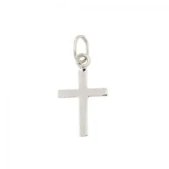 Pendentif CROIX PLATE Or Blanc 375 °°° 15x8mm