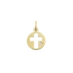 Médaille MINI CROIX Oxyde Or 375°°°