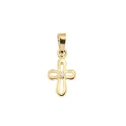 Pendentif Or 375 °°° CROIX AJOURE OZ Au Centre 12x7mm
